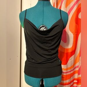 Y2K vintage black slinky cowl neck bubble tank top